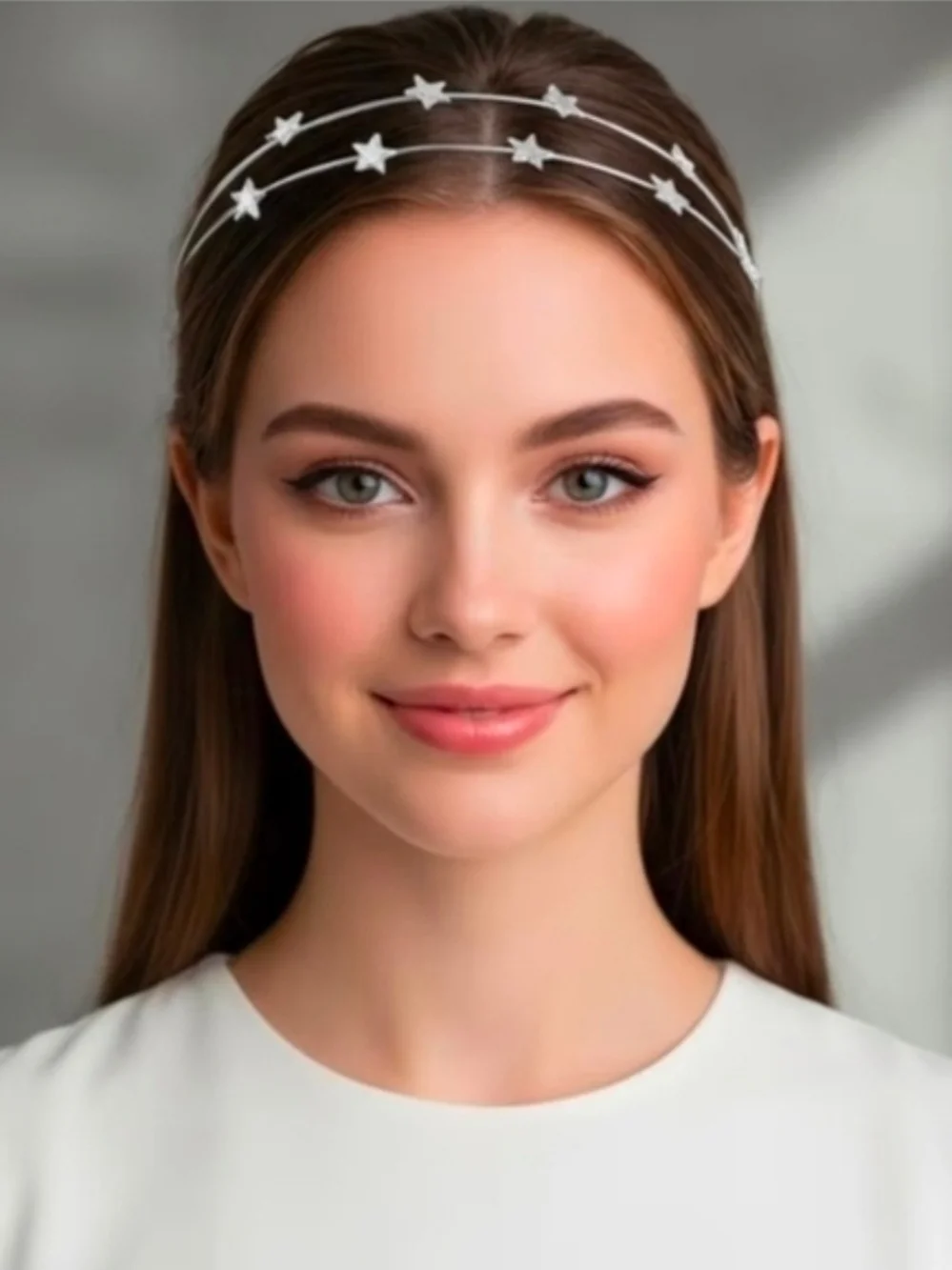 Star Double Row Headband Hairpiece in Silver BNIB
